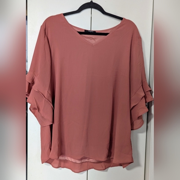VALOLIA Blouse Women's Size Extra Large V Neck 3/4 Sleeve Casual Workwear Pink - Picture 1 of 11